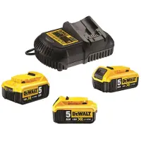 DeWalt Startset: 3x DCB184 XR accu's + lader (18 V, 5.0 Ah, origineel)