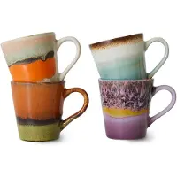 HK Living 70's espresso mok 4-pack Retro
