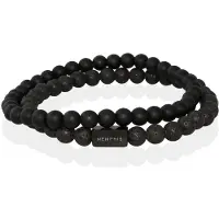 Memphis DUO Kralenarmbanden set "Double Black"-19cm