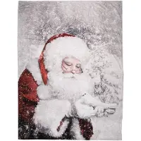 Clayre & Eef Plaid 130x170 cm Wit Grijs Polyester Kerstman Deken Wit Deken