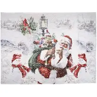 Clayre & Eef Plaid 130x170 cm Wit Rood Polyester Kerstman Deken Wit Deken