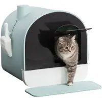 Zenzee Kattenbak - Kattentoilet - Uitneembare lade - Met kattenbakmat en kattenbakschep - Groen
