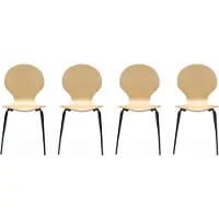 Sweeek Retro stapelstoel, hout en multiplex (set van 4) Naturel