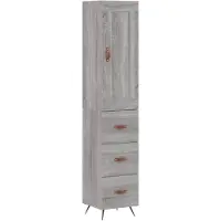 vidaXL Hoge kast 34,5x34x180 cm bewerkt hout grijs sonoma eikenkleurig