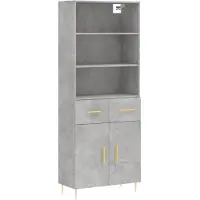 vidaXL Hoge kast 69,5x34x180 cm bewerkt hout betongrijs