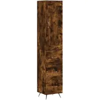 vidaXL Hoge kast 34,5x34x180 cm bewerkt hout gerookt eikenkleurig