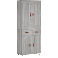 vidaXL Hoge kast 69,5x34x180 cm bewerkt hout grijs sonoma eikenkleurig