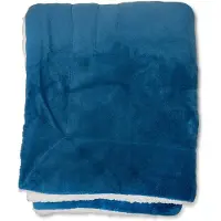 Wicotex Wicotex-Plaid-deken-fleece plaid Espoo blauw 200x240cm met witte sherpa binnenkant-Zacht en warme Fleece deken.