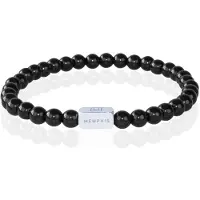 Memphis Kralen Armband Zwarte Onyx Agaat Edelstaal Kraal-21cm