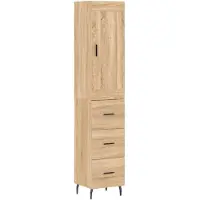 vidaXL Hoge kast 34,5x34x180 cm bewerkt hout sonoma eikenkleurig