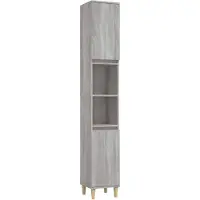 vidaXL Badkamerkast 30x30x190 cm bewerkt hout grijs sonoma eikenkleur