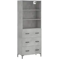 vidaXL Hoge kast 69,5x34x180 cm bewerkt hout betongrijs