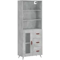 vidaXL Hoge kast 69,5x34x180 cm bewerkt hout betongrijs