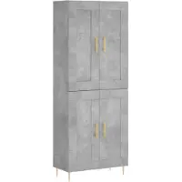vidaXL Hoge kast 69,5x34x180 cm bewerkt hout betongrijs