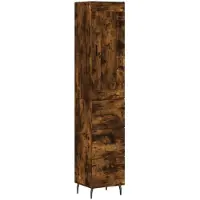 vidaXL Hoge kast 34,5x34x180 cm bewerkt hout gerookt eikenkleurig