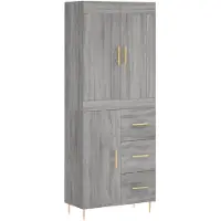 vidaXL Hoge kast 69,5x34x180 cm bewerkt hout grijs sonoma eikenkleurig