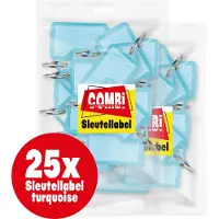 Combi-Label openklapbare Sleutellabels turquoise met inlay - Sleutelhanger - Naamlabel – openklapbaar 25 stuks