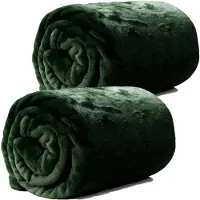 Unique living Fleece dekens/plaids Bailey 2 stuks 130 x 180 cm - donker groen - Plaids