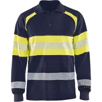 Blakläder Multinorm piqué polo lange mouw 34381726 | Marine/High-Vis Geel | Maat XS - 7330509536872