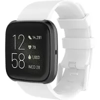 Shop4 - Geschikt voor Fitbit Versa Bandje - Large Siliconen Wit