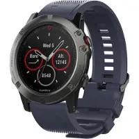 Shop4 - Geschikt voor Garmin Fenix 5X Bandje (ook Plus) - Siliconen Donker Blauw