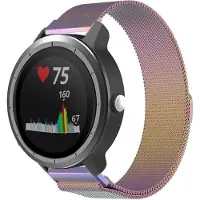 Shop4 - Geschikt voor Garmin Vivoactive 3 Bandje - Metaal Regenboog Meerkleurig