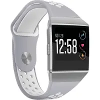 Shop4 - Geschikt voor Fitbit Ionic Bandje - Siliconen Wit Grijs