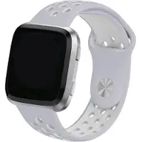Shop4 - Geschikt voor Fitbit Versa Bandje - Siliconen Grijs Wit