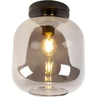 QAZQA Smart plafondlamp zwart met goud en smoke glas incl. Wifi A60 - Zuzanna