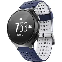 Shop4 - Geschikt voor Garmin Forerunner 735XT Bandje - Siliconen Gaatjes Wit en Blauw