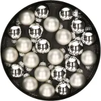 Othmar decorations mini kerstballen - 24x st - zilver - glas - 2,5 cm
