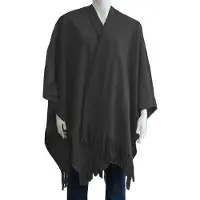 Boris Luxe omslagdoek / poncho - antraciet - 180 x 140 cm - fleece - Dameskleding accessoires winter / herfst