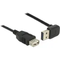 DeLOCK Easy-USB-A haaks (boven/beneden) naar USB-A verlengkabel - USB2.0 - tot 2A / zwart - 1 meter
