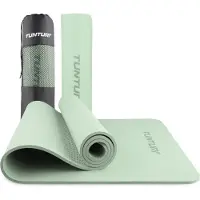 Tunturi Yoga Mat 8mm - Pilates mat - Extra dikke fitness mat - 183x61x0,8 cm - Incl Draagtas - Ecologisch materiaal - Eenvoudig te reinigen - Mint