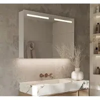 Schaere - Aluminium Badkamer Spiegelkast - LED Verlichting - Spiegel Verwarming - Sensor - Stopcontact - 100x70 cm