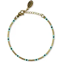 CO88 Collection CO88 Collcetion 8CB-91160 Kralenarmband met Miyuki Kralen - 16+3cm - Turkoois - Goudkleurig