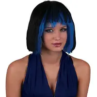 Funny fashion Heksenpruik kort haar - zwart/blauw - dames - Halloween/carnaval