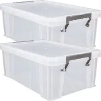 Whitefurze Opbergbox - 4x stuks - 10 liter - Transparant - 40 x 26 x 15 cm - kunststof - opslag oplossingen - kist - met deksel