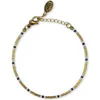 CO88 Collection CO88 Collcetion 8CB-91168 Kralenarmband met Miyuki Kralen - 16+3cm - Wit - Goudkleurig