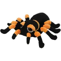 Suki Gifts Pluche knuffel spin - tarantula - zwart/oranje - 33 cm - speelgoed