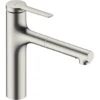 Hansgrohe zesis m33 eengreeps keukenmengkraan 160 met uittrekbare vuistdouche 2jet, rvs look