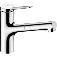 Hansgrohe Zesis M33, keukenkraan met één hendel, model 150, met uittrekbare douchekop, 2jet-functie, sBox lite, chroom, 1 stuk.
