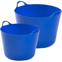 Whitefurze Flexibele emmers - 2x stuks - 14 liter en 39 liter - blauw - Wasmanden