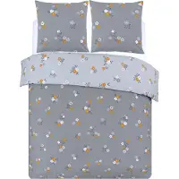Vision Home VISION Leila - Tweezijdig omkeerbaar Dekbedovertrekset - 100% katoen: zacht en soepel - Lits-jumeaux - Dekbedovertrek 240 x 220 cm met 2 bijhorende slopen - Grijs - Oekotex gecertificeerd