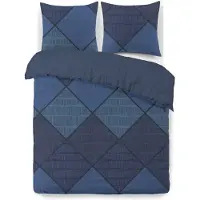Vision Home VISION Harold Dekbedovertrekset - 100% katoen: zacht en soepel - Tweepersoons - Dekbedovertrek 200 x 200 cm met 2 bijhorende slopen - Blauw - Oekotex gecertificeerd