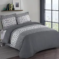 Vision Arthur-dekbedset - 100% Katoen - 1 Dekbedovertrek 200 X 200 Cm + 2 Kussenslopen 65 X 65 Cm - Houtskoolgrijs