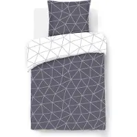 Vision Home VISION Hugo - Tweezijdig omkeerbaar Dekbedovertrekset - 100% katoen: zacht en soepel - Eenpersoons - Dekbedovertrek 140 x 200 cm met 1 bijhorende sloop - Grijs / Wit - Oekotex gecertificeerd