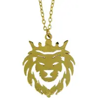 Rhylane Leeuw met Kroon Stalen Ketting - Koningsdag, EK & WK - Goudkleurig