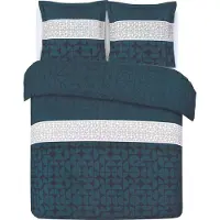 Vision Home VISION Basile Dekbedovertrekset - 100% katoen: zacht en soepel - Kingsize - Dekbedovertrek 260 x 240 cm met 2 bijhorende slopen - Blauw - Oekotex gecertificeerd