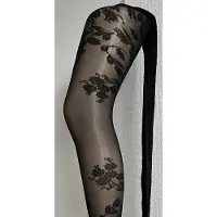 Pretty polly Panty - Mesh - Bloemen motief - Autumn Fall Floral Mesh - One Size - 36/44 - Zwart